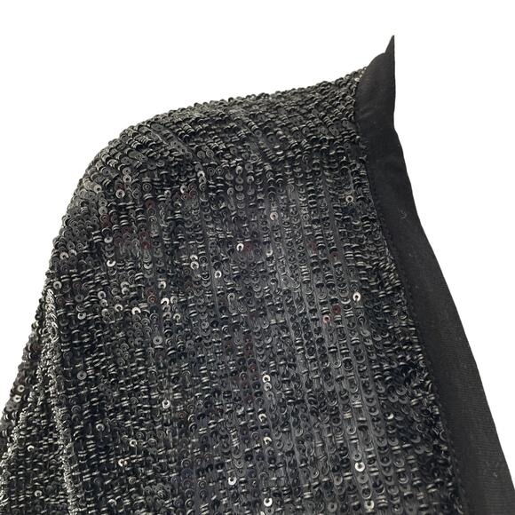 Robert Rodriguez Black Silk Sequin Deep V-Neck Elegant Dressy Oversized Top 12 - Picture 5 of 11